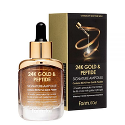 ПРИМ’ЯТА КОРОБОЧКА! Омолоджуюча сироватка з пептидами і золотом Farmstay 24K Gold & Peptide Signature Ampoule, 35 ml