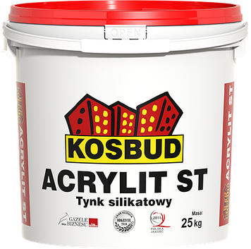 Штукатурка силікатна, KOSBUD ACRYLIT-ЅТ, баранчик, база, відро 25 кг