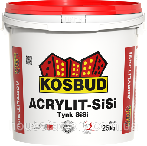 Штукатурка силікатно-силіконова, KOSBUD ACRYLIT-SISI, баранчик, база, відро 25 кг