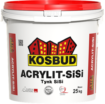 Штукатурка силікатно-силіконова, KOSBUD ACRYLIT-SISI, баранчик, база, відро 25 кг