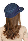 Кепка - жокейка з натуральної соломи синя, фото 2