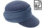 Кепка - жокейка з натуральної соломи синя, фото 3