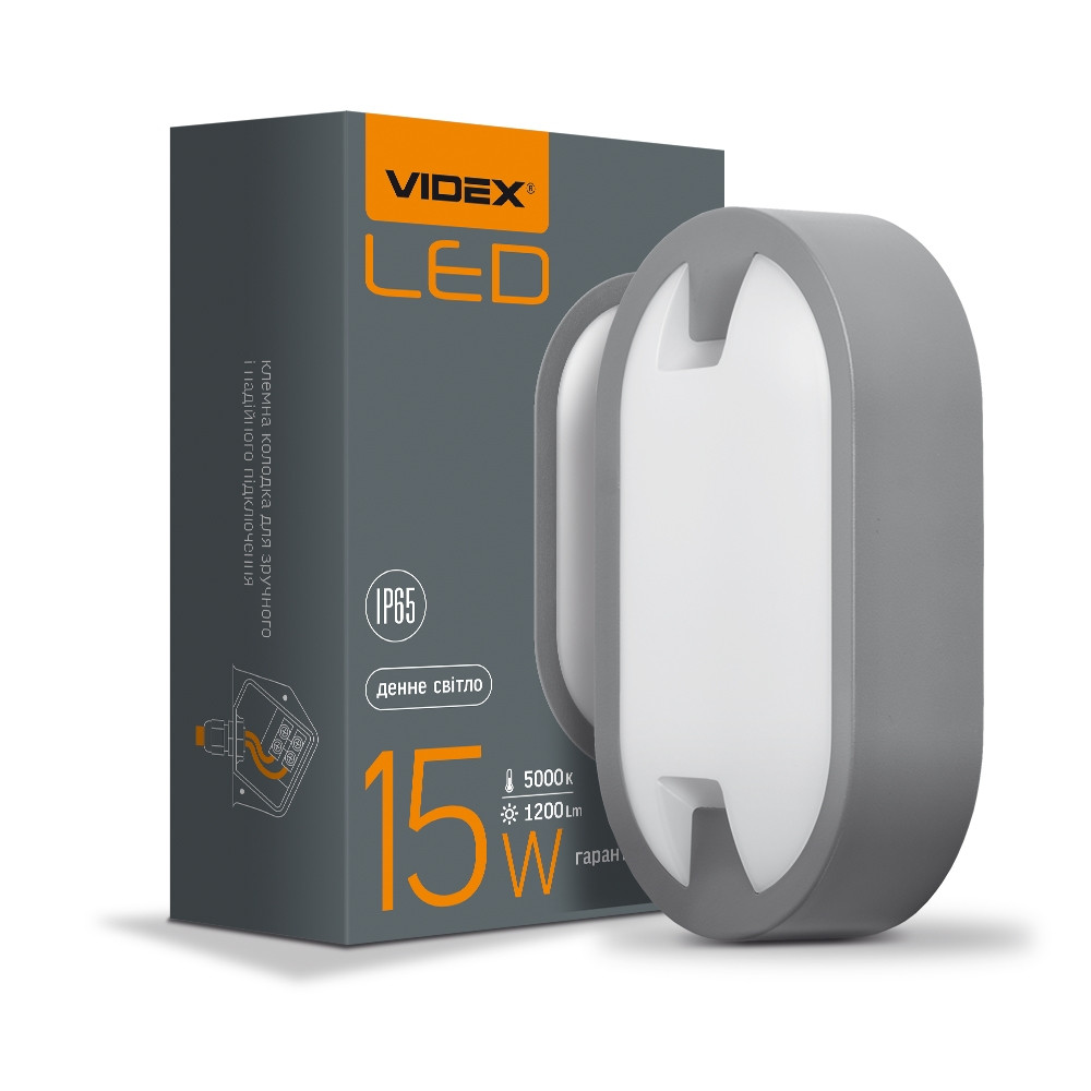 Світильник LED VIDEX 15W 5000K 1200Lm IP65 овальний накладний ЖКГ VL-BH12O-155 (світлодіодний), фото 1