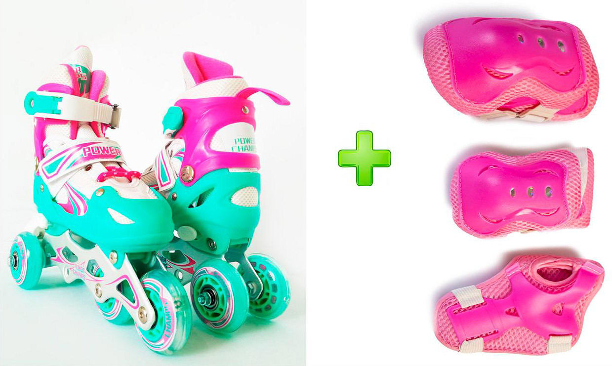 Детские ролики для начинающих с защитой размер 29-33, 34-37, 38-42 ...