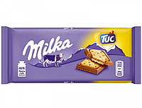 Молочный шоколад Milka с соленым крекером TUC, 87 г