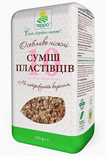 Пластівці "Особливі ніжні" крафт-пакет не потребують варіння Суміш 10-ти видів "Терра" 0,55кг - фото 1 - id-p1177312654