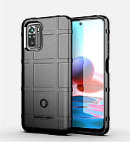Протиударний чохол бампер Rugged Shield для Xiaomi Redmi Note 10 | 10S чорний гумовий