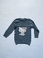 Детские серый свитер, туника Б/У Hello Kitty со стразами для девочки на 3 года