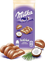 Молочный пористый шоколад Milka Bubbles с кокосом, 97 г