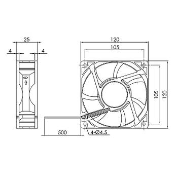 Вентилятор GDT12025S12B 120х120, 5V, 0.2A (USB), фото 4