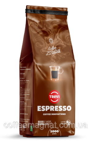 Кава в зернах Trevi Espresso 1кг. 60% Арабіка (Бразилія, Ефіопія) 40% Робуста (Уганда)