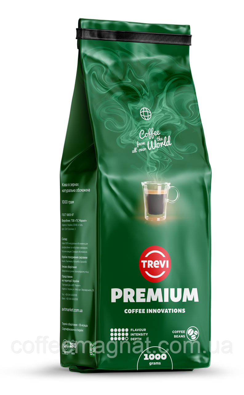 Кофе в зернах Trevi Premium 1кг. 100% Арабика (Колумбия, Бразилия, Кения, Гватемала) - фото 1 - id-p66864588