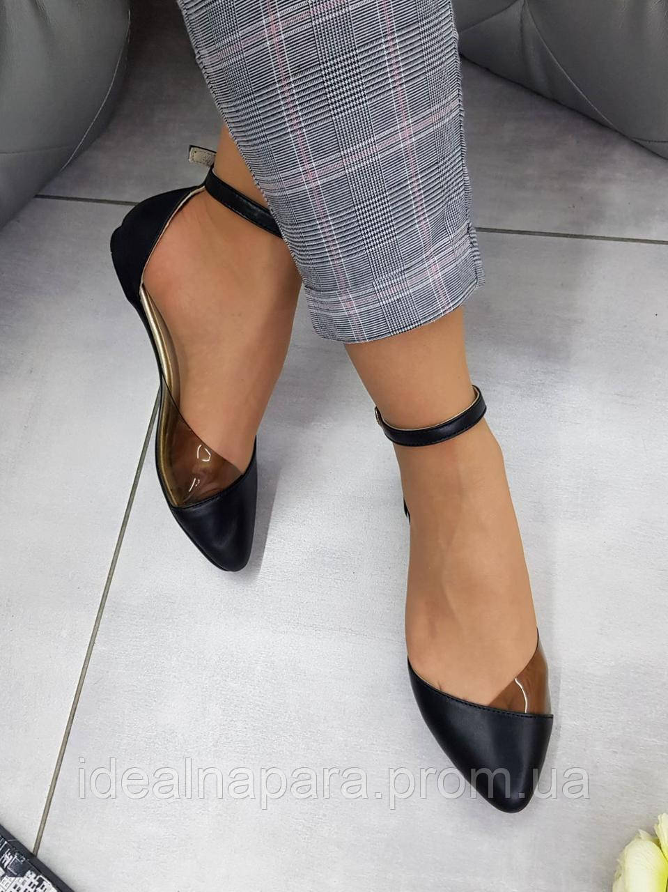 Балетки Летние, Босоножки Женские Чёрные Кожаные с Закрыми Носком и ...