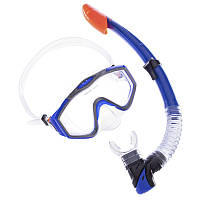 Набор для плавания маска с трубкой Zelart M153-SN124-SIL, Сине-серый