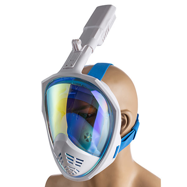 Маска для плавания на все лицо зеркальная линза M2068, L/XL синий - фото 1 - id-p1407099378