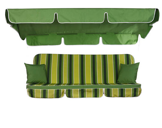 Комплект для садових гойдалок King Бежево-зелені смуги, 9493 / Зелений однотон, 23003 (ОСТ-ФРАН ТМ), фото 2