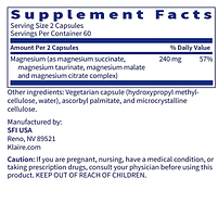 Klaire Mag Complete/ Магній компліт 4 різновиди магнію 120 капс BX129, фото 4