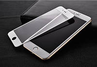 Защитное стекло на Iphone 6 Plus белое клеевой слой по всей поверхности
