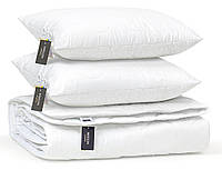 Одеяло с подушками 200x220 Евро двуспальное демисезонное EcoSilk White1660, Blue1661, Crem1662 Eco Light