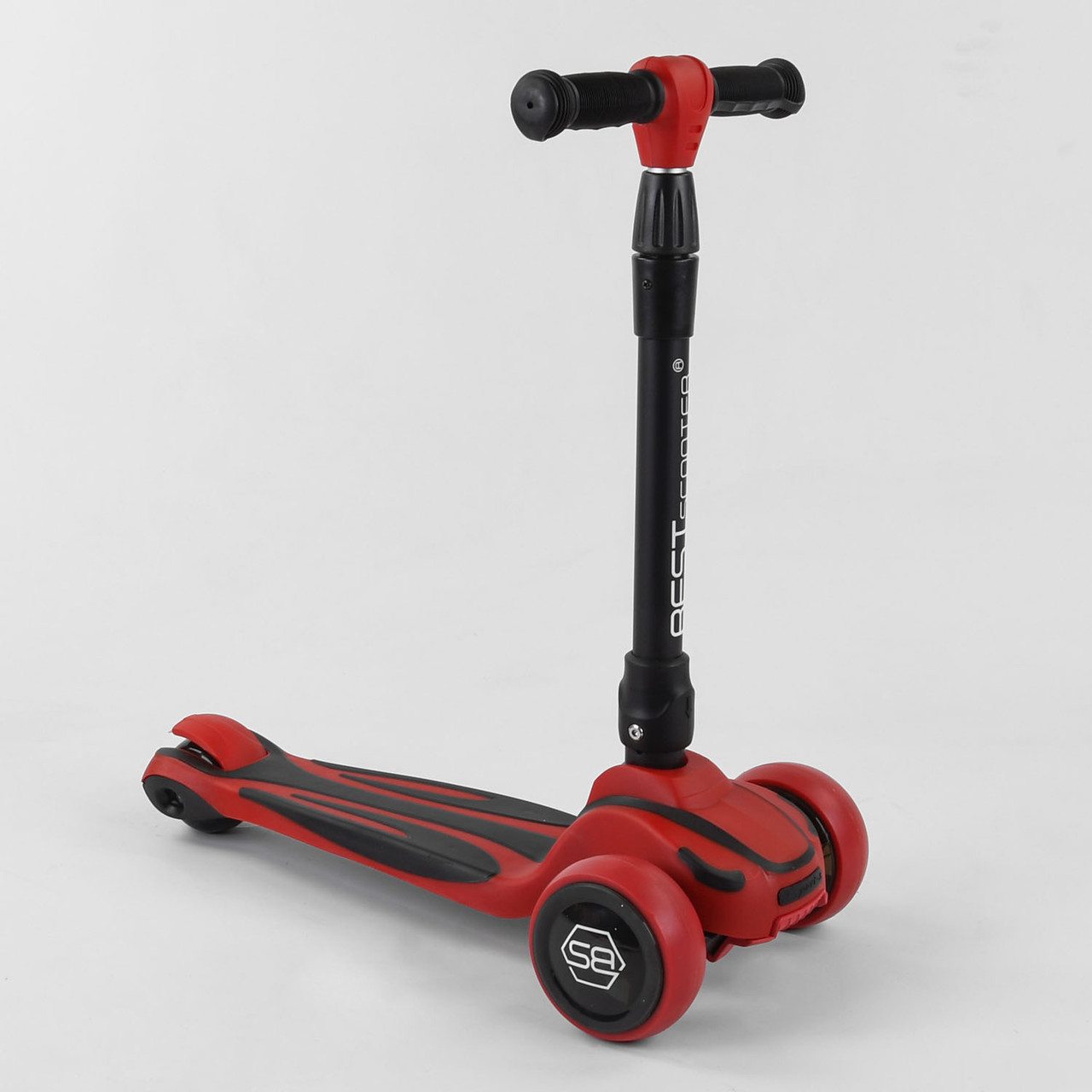 Самокат триколісний Best Scooter S-5896 MAXI складаний алюмінієвий кермо, світло коліс, фото 1