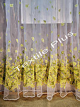 Тюль купон із зеленими квітами