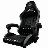Крісло офісне Infini Five чорно-сіре Компютерне крісло Спортивне крісло Стул геймерский Игровое кресло офисное, фото 3