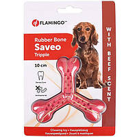 Flamingo Rubber Flexo Saveo Triple Bone Beef 10х8,5 см жувальна іграшка для собак, смак яловичини