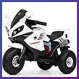 Дитячий електро мотоцикл триколісний на акумуляторі Bambi Racer M 4216 для дітей 3-8 років білий, фото 2