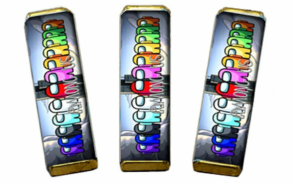 Наклейка — етикетка на батончик "АМОНГ АС (Among Us) (смос) ", розмір: 11,5*7,5 см., фото 1