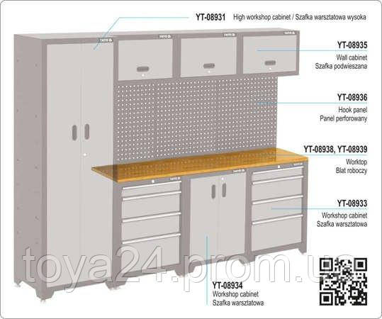 Стільниця дерев'яна YATO : на 3 модулі, 1980 x 457 x 22 мм YT-08939 - фото 2 - id-p1406150791