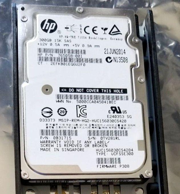 Жорсткий диск HP HDD 300ГБ 15'000RPM SAS 12G 2,5" SFF HKCF0300S5xeN015 (765058-001 802271-001 810763-001)