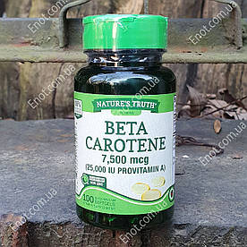 Вітамін А Nature's Truth Beta Carotene 7500 мкг (25 000 IU) Бета каротин 100 гелевих капсул