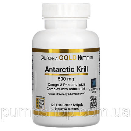 Масло антарктичного криля California Gold Nutrition Antarctic Krill 500 мг 120 капс. (уцінка термін по 10.22), фото 2