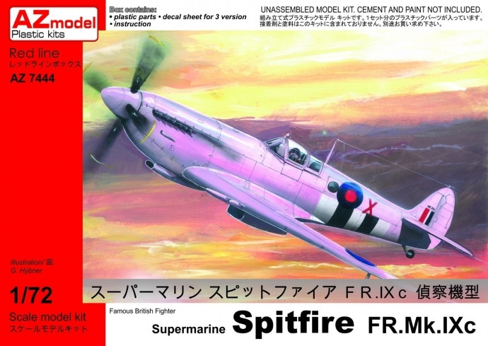 Пластикова модель 1/72 AZ model 7444 британський винищувач Supermarine Spitfire FR.Mk.IXc Reccon