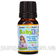 Вітамін D3 для дітей у краплях California Gold Nutrition Vitamin D3 400UI 10 мл (300 порц.), фото 4