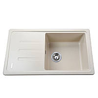 Гранітна мийка для кухні Globus Lux LUGANO слонова кістка 7844
