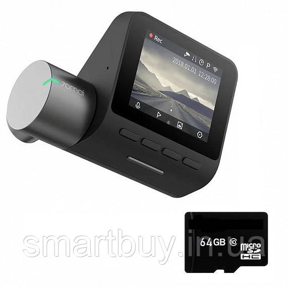 Відеореєстратор Xiaomi 70mai Dash Cam Pro Plus A500s GPS російськомовний + SD карта 64Gb (гарантія 1год)