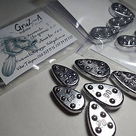 Комплект 3 шт. Груз ковзний "Сом" 60 г, 70 г, 80 г, 90 г Грузила сом, Ловля сома