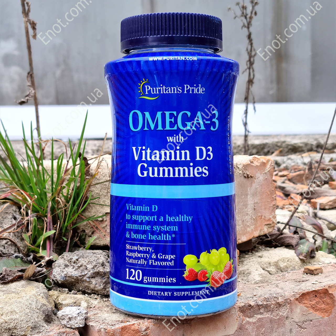 Риб'ячий жир + Вітамін Д3 Puritan's Pride Omega-3 with Vitamin D3 Gummies 120 жувальних таблеток, фото 1