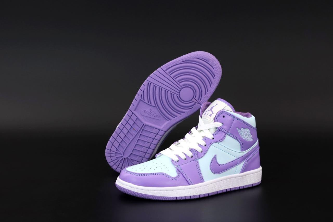 Жіночі кросівки Air Jordan 1 Mid Purple Aqua Blue 554724-500, фото 1