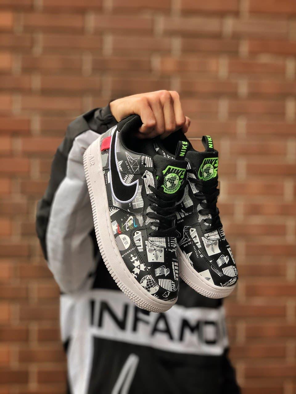 Кросівки чоловічі Nike Air Force World Black White ALL02376, фото 1