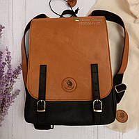 Кожаный коричневый рюкзак из натуральной кожи. Женский коричневый портфель.