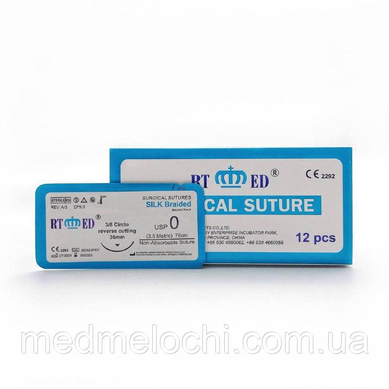 Шовк RT-med USP 0 (EP 3,5) зі звор. ріж. голкою 36мм 3/8 кола