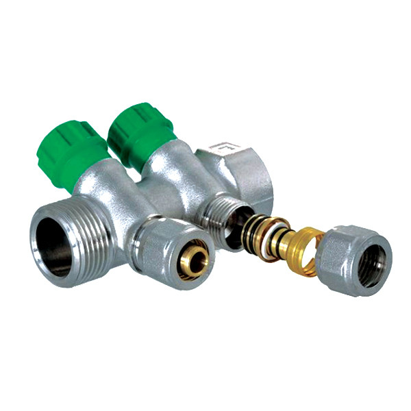 KOER KR.1123-2 - 3/4"x2 WAYS Колектор вентильний з фітингом