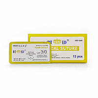 Кетгут звичайний RT-med USP 3/0 (EP 3) зі звор. ріж. голкою 19мм 3/8 кола