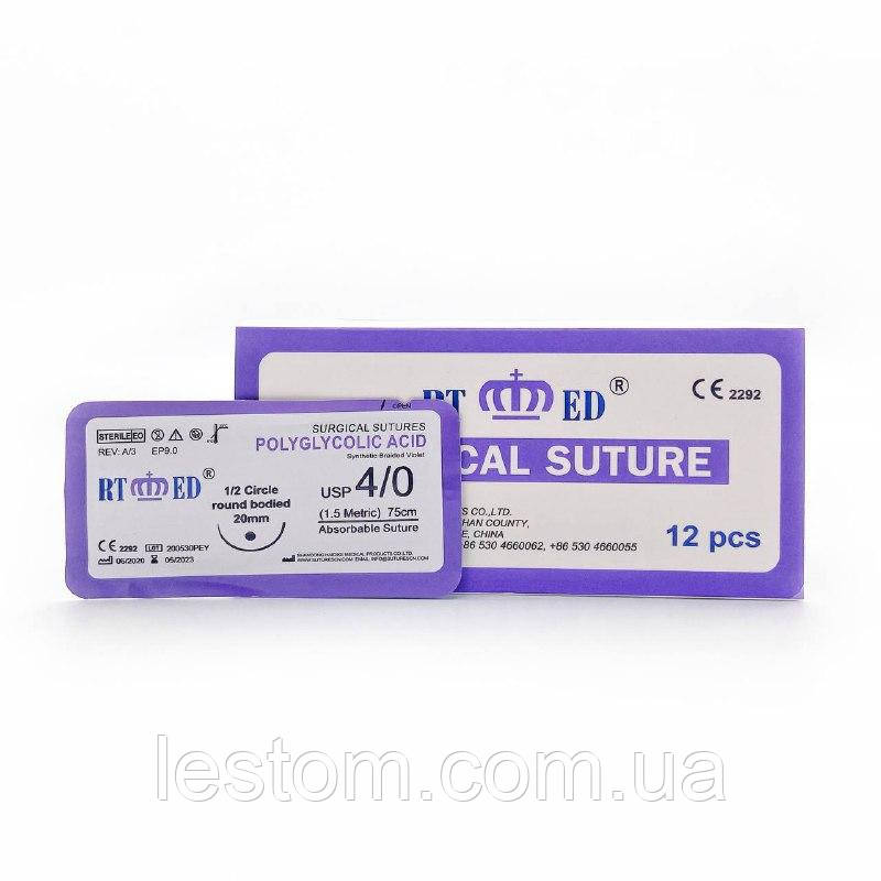 ПГА RT-med USP 4/0 (EP 1,5) з кол. голкою 20мм 1/2 кола