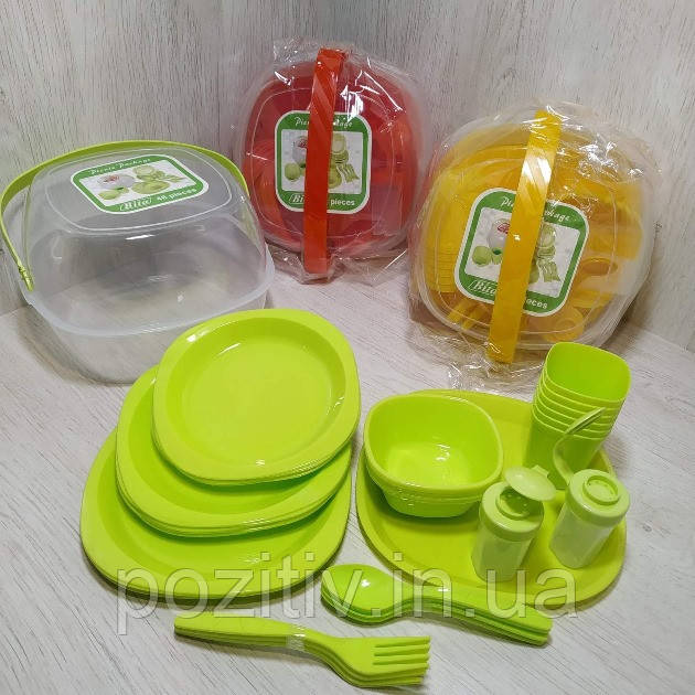 Набір пластмасового посуду для пікніка на 6 персон 48 приладів