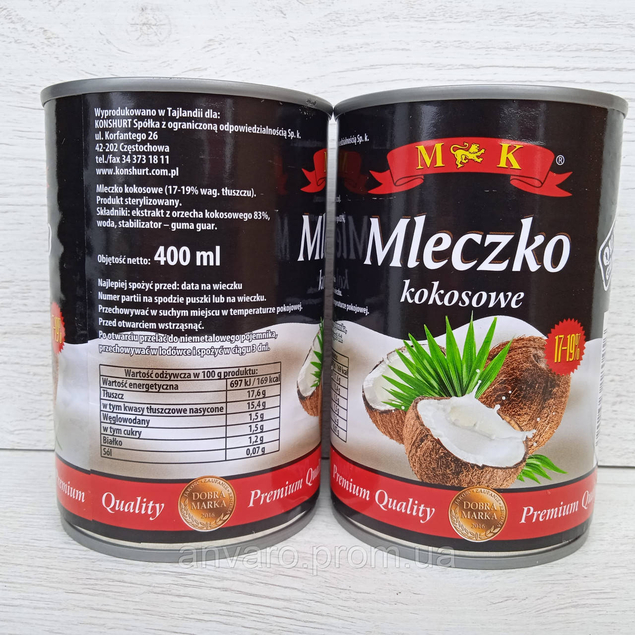 Кокосове молоко M&K 400g (8шт/ящ)