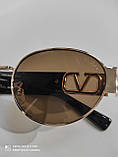 Окуляри Сонцезахисні Модні Стильні овальні окуляри коричневі із золотистою оправою, фото 4