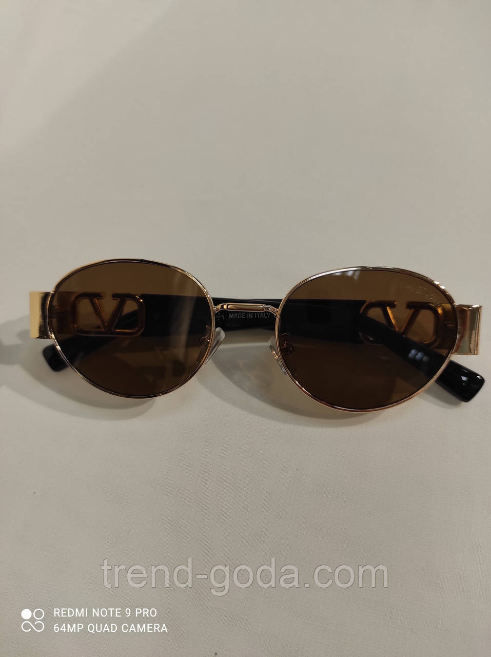 Окуляри Сонцезахисні Модні Стильні овальні окуляри коричневі із золотистою оправою